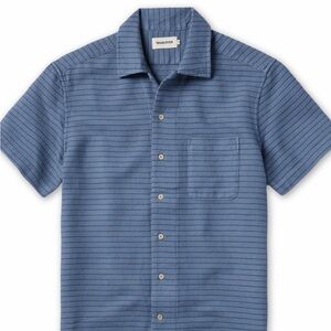 Taylor Stitch Hawthorn Button Down Blue Textured Short Sleeve Shirt S/38